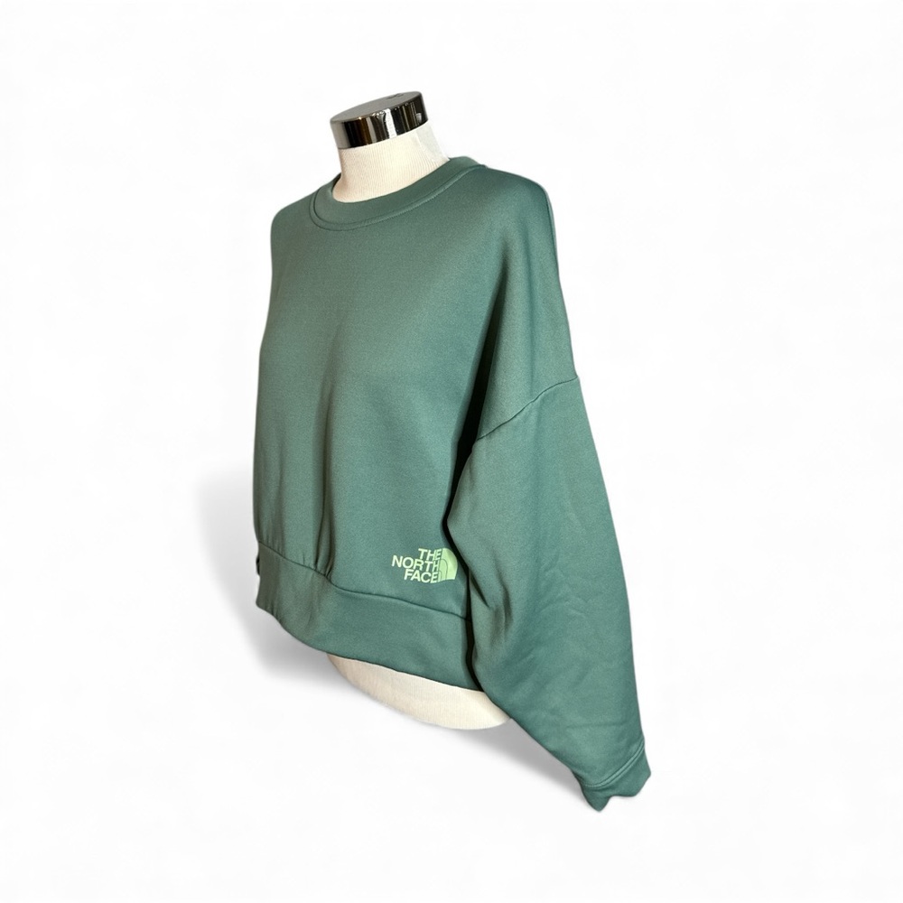 NORTH FACE HORIZON PERFORMANCE FLEECE SAGE GREEN CROPPED CREWNECK SWEATSHIRT - Picture 5 of 12